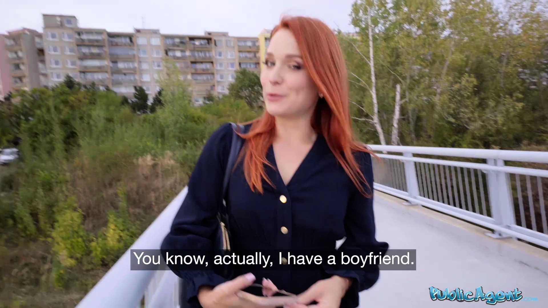 Public Agent Russian redhead POV blowjob and public sex