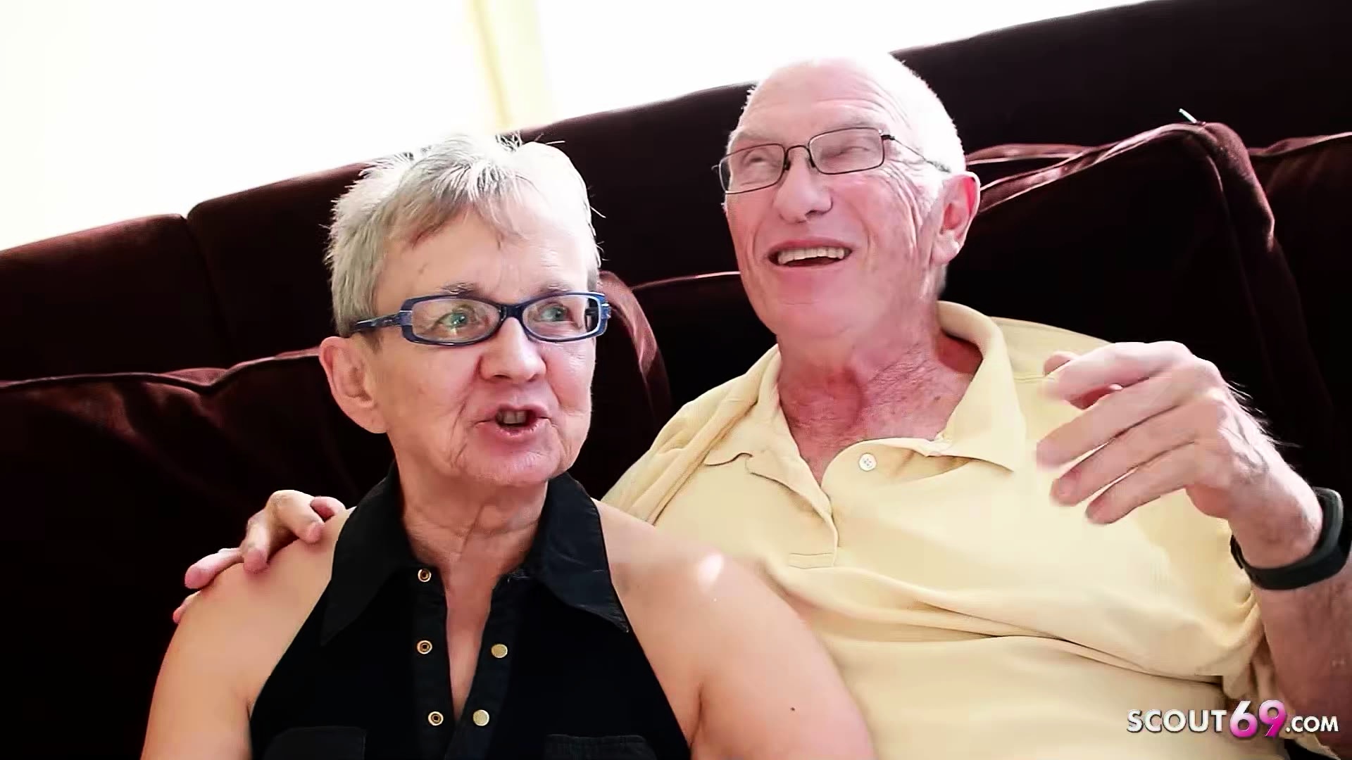 Old Granny Wife and husband at First MMF Threesome Sex