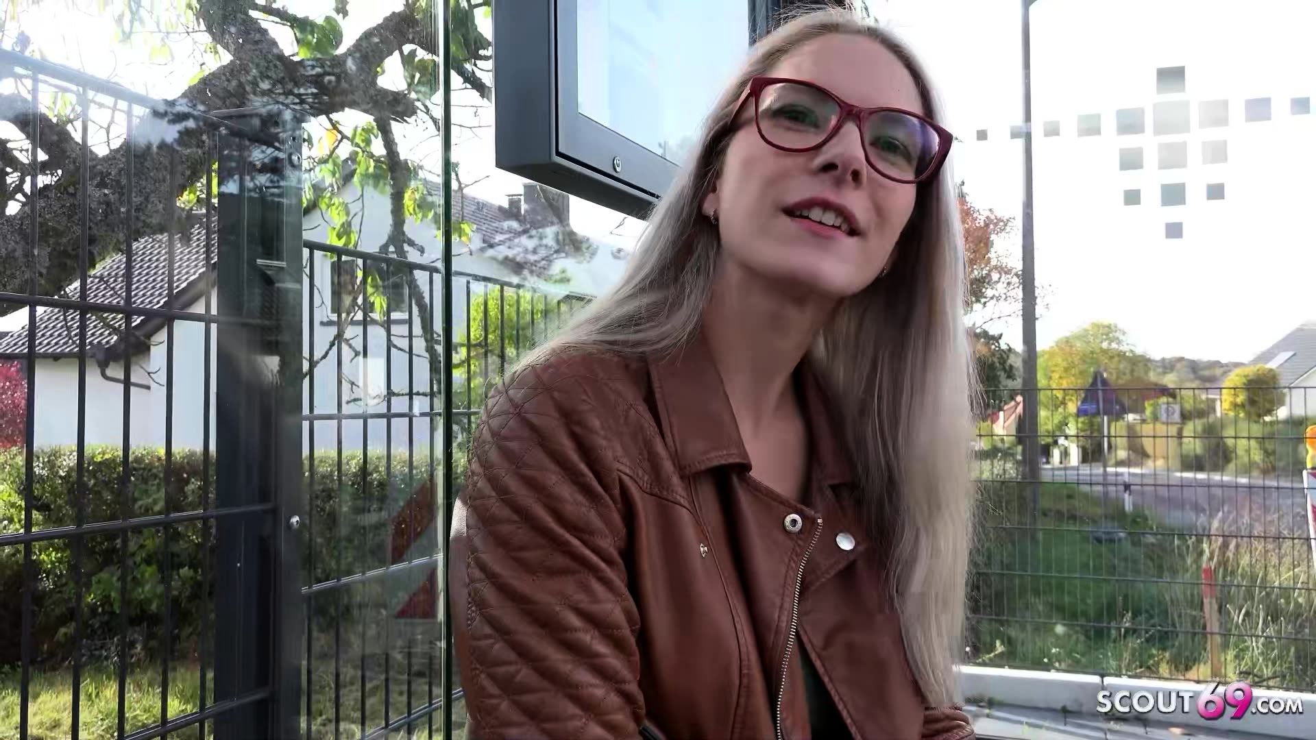 GERMAN SCOUT - Fit blonde Glasses Girl talk to Casting Fuck