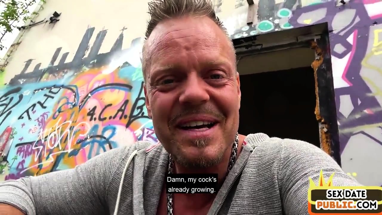 Public POV German MILF jumps outdoor