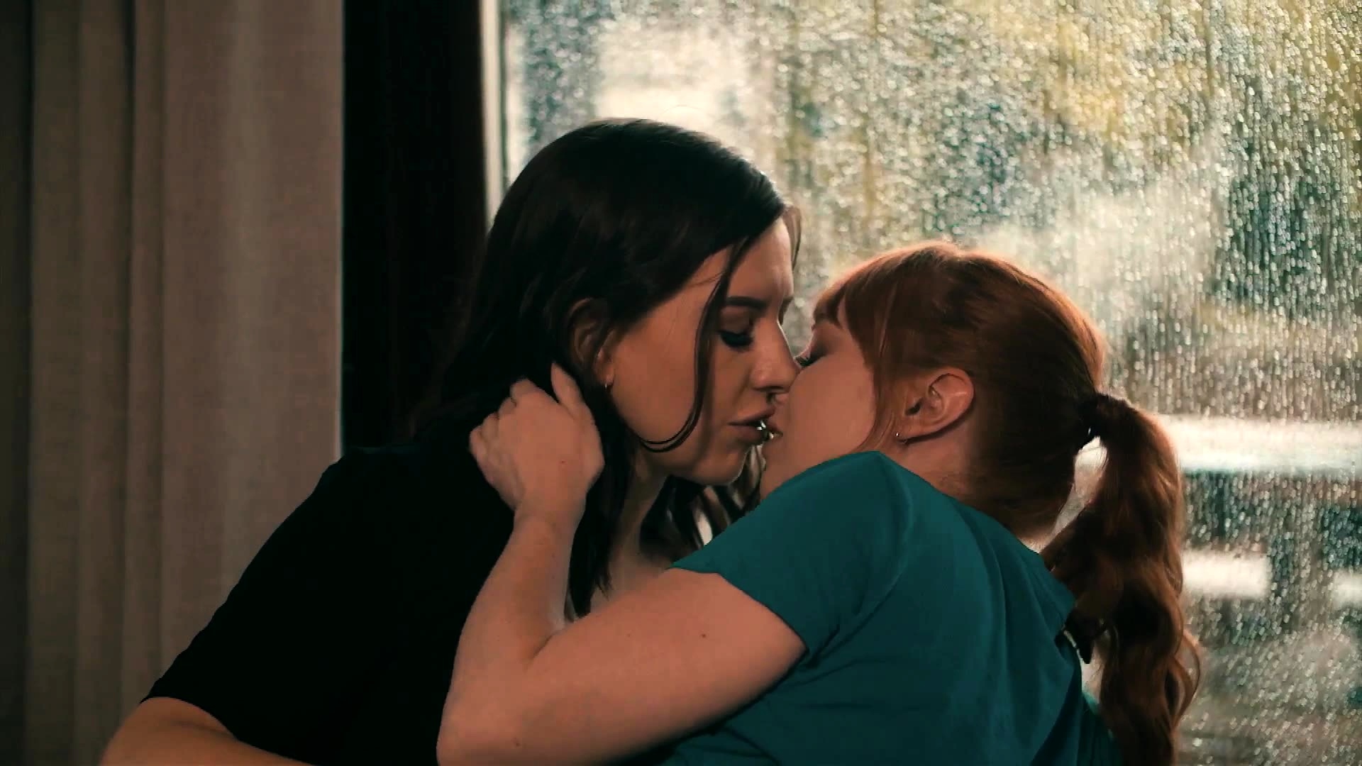 Sensual Lesbians Pleasure Each Other On A Rainy Day