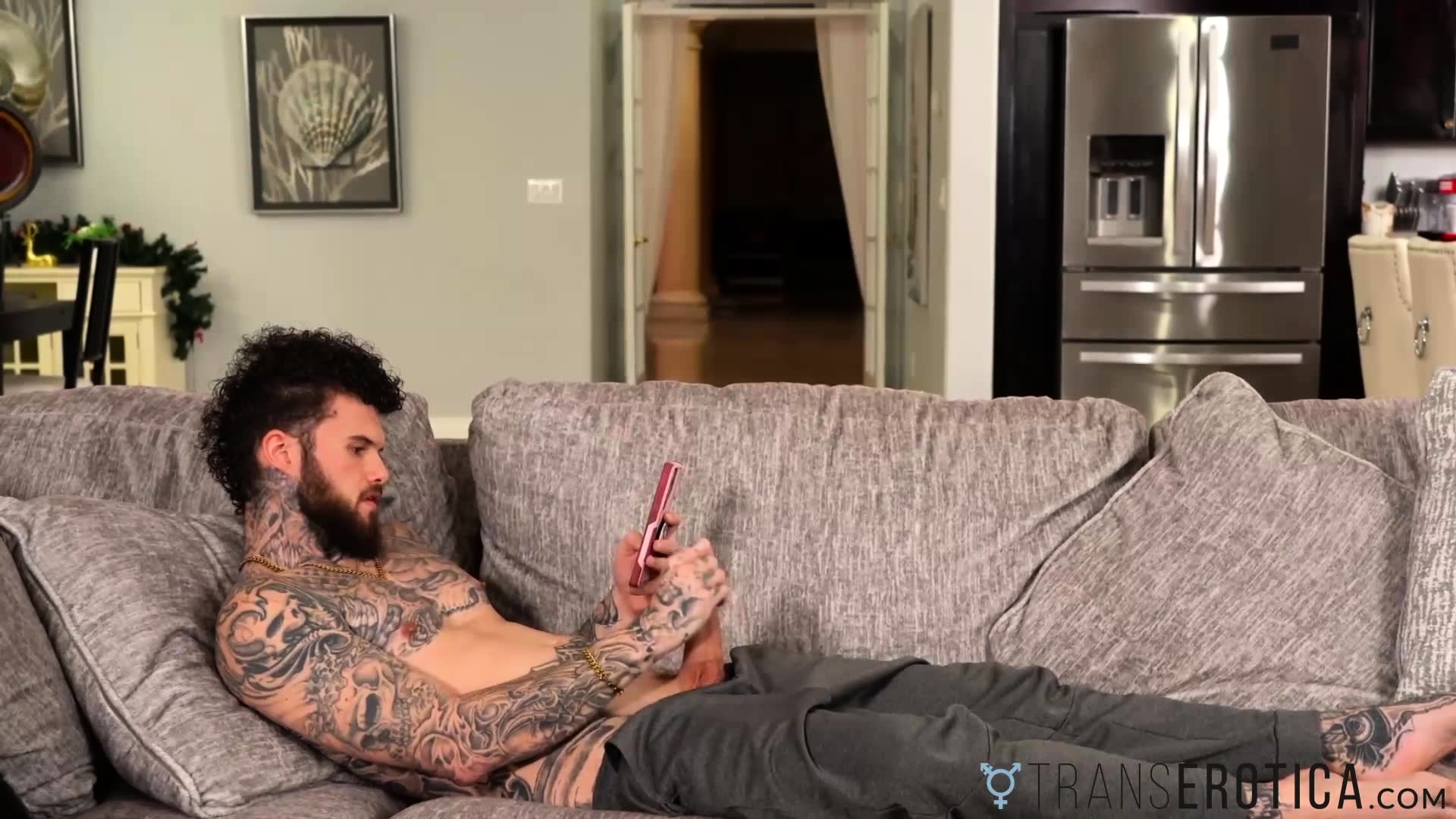 TRANSEROTICA Tattooed TS Ria Bentley Fucked After Rimjob