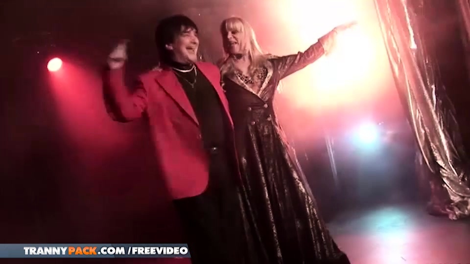 Busty teen shemale gives stud a blowjob in public until