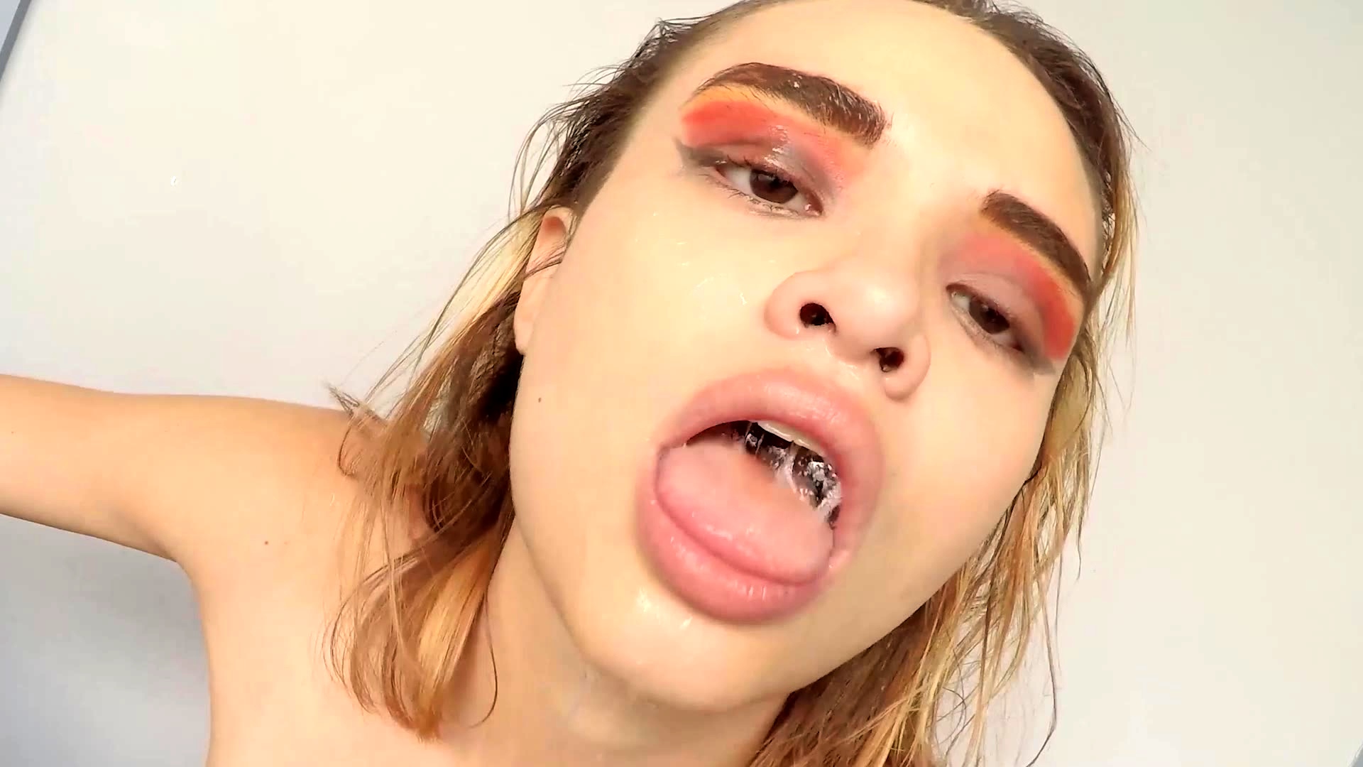 Hot blonde bombshell face fucked
