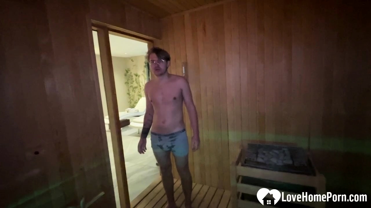 Sucking off a random guy in the sauna