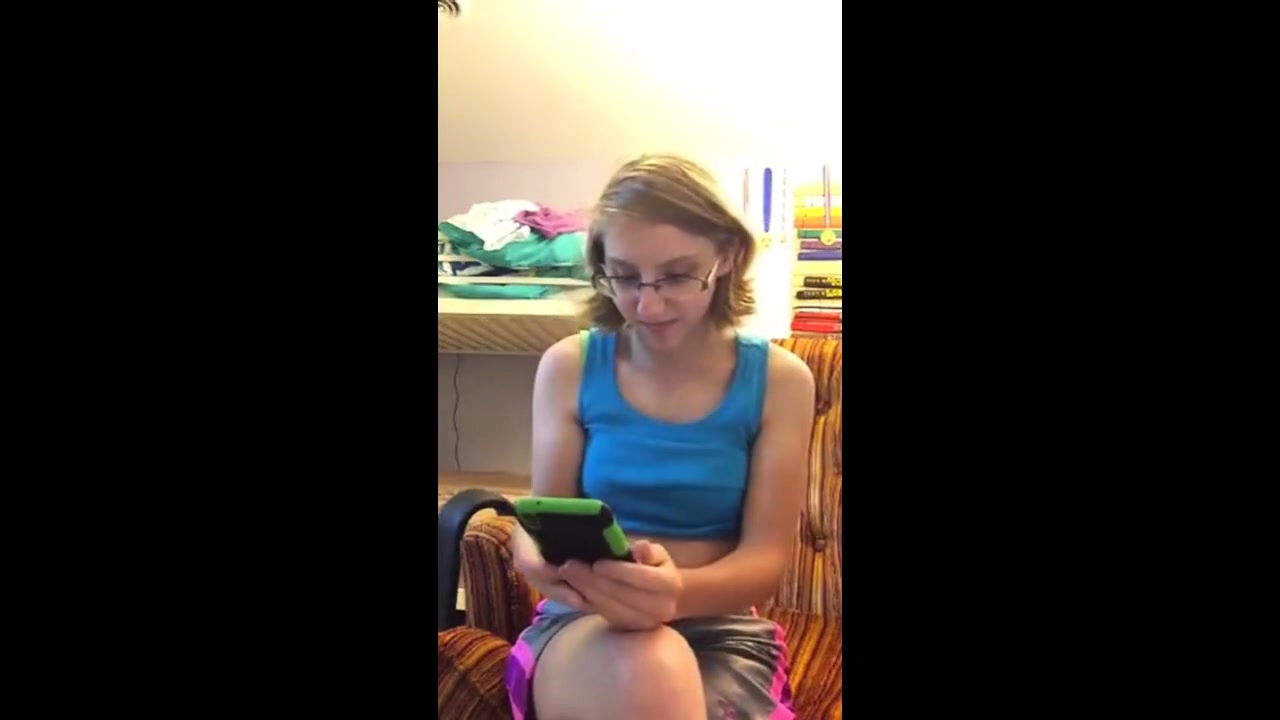 Nerdy Aurora playing with her cute pussy