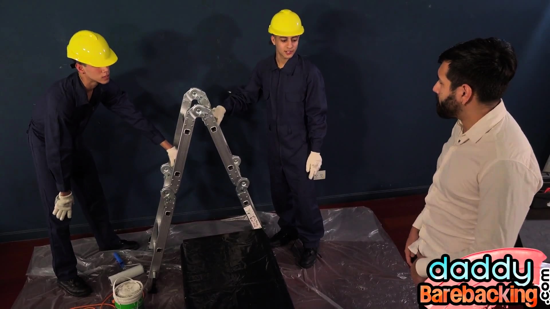 3some Latin twinks barebacked by boss