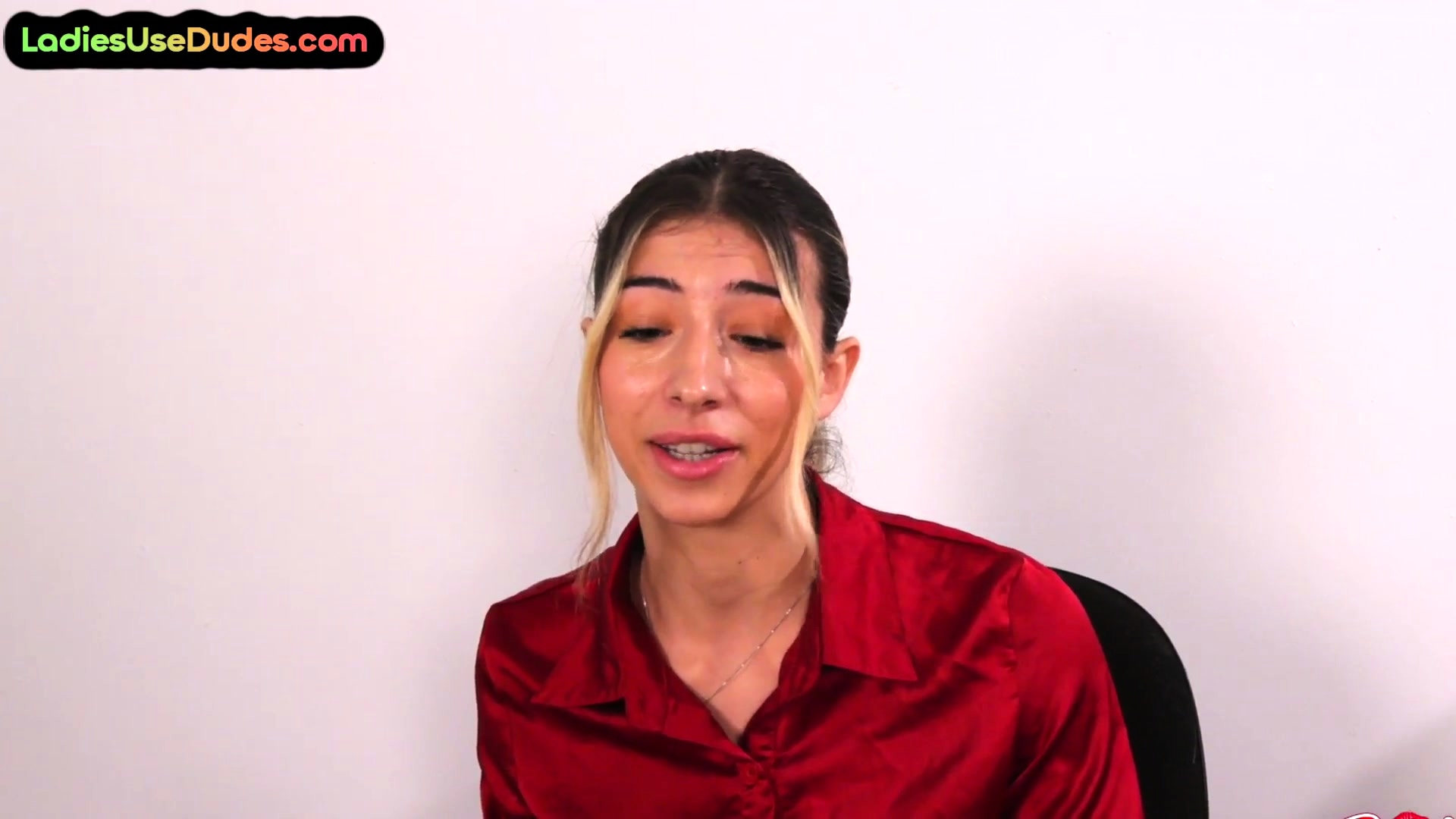 Strapon office domina fucks subs ass