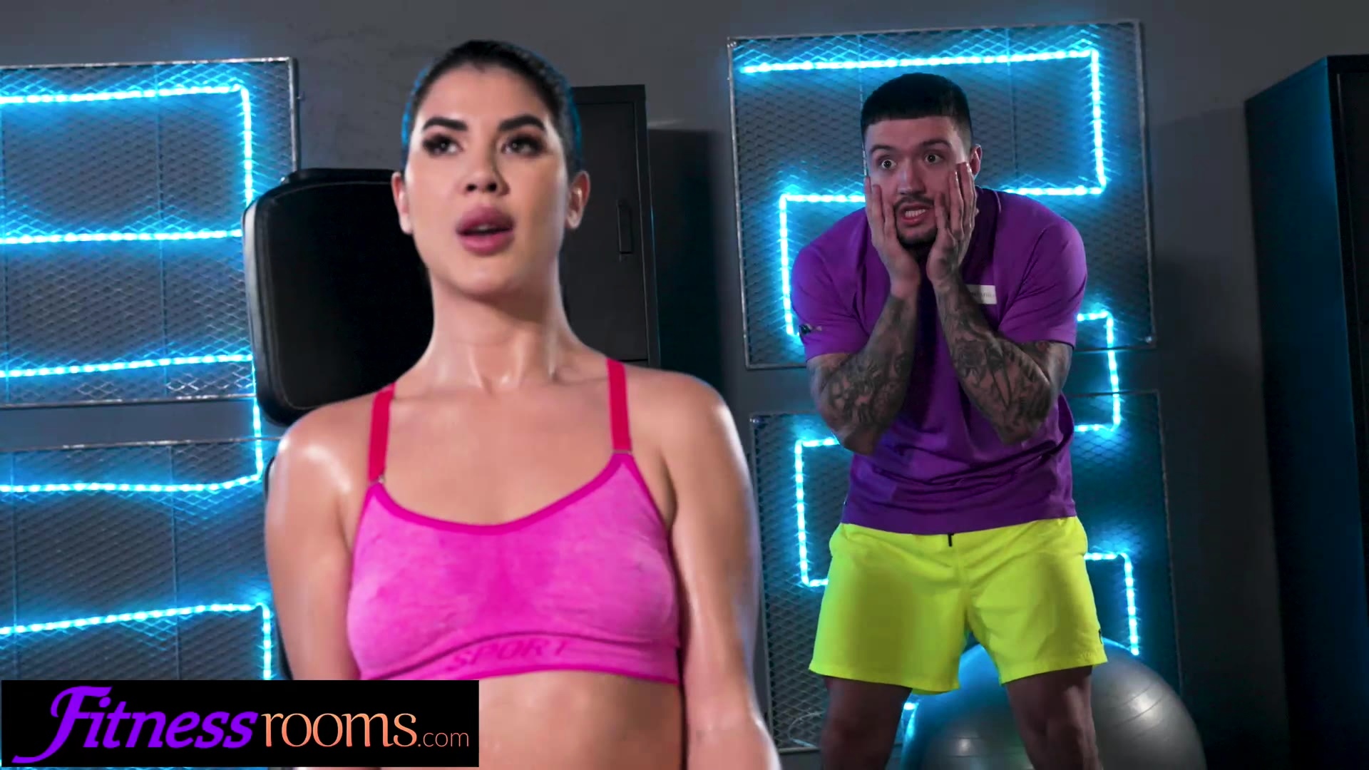 Fitness Rooms Tight petite Lady Dee pussy eating gym orgasm