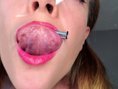 Amateur redhead masturbates then gives a blowjob