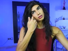 Big Tits Tranny Jerking her Big Hard Cock