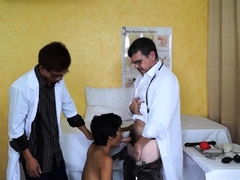 Asian doctors examining twinks butt