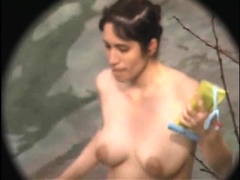 Beautiful Brunette Big Boobs Rides Fake Cock