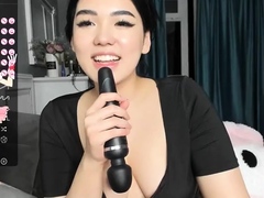 Naughty Asian milf Julia solo masturbation close up