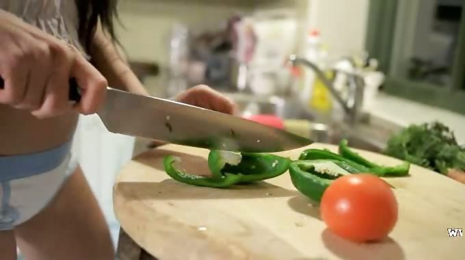 Unreal cucumber in her tight cunt