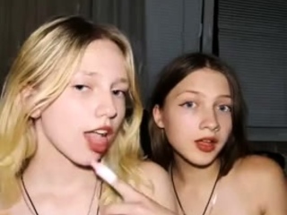 Hot blonde and sexy brunette lesbians