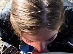 Mature brunette amateur giving a great POV blowjob