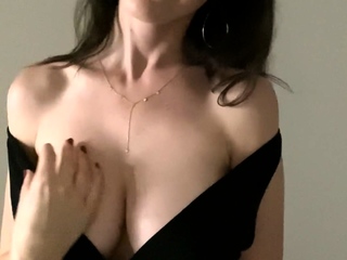 Amateur busty brunette masturbates and does hand job