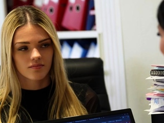 Blonde blowjob amateur in stockings