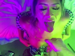 Big assed busty tit fuck and blowjob from curvy stunner