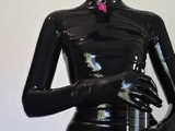 Latex slut solo anal masturbation