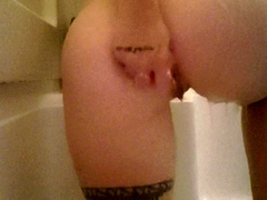 Fat Hucow Star moans as she fucks her own ass in shower